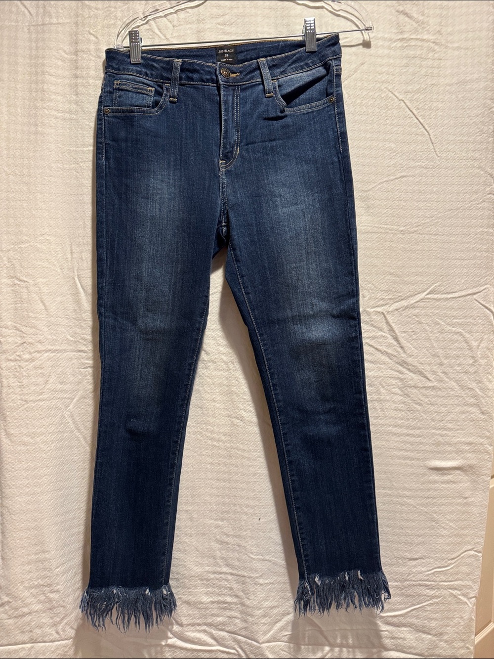 Just Black Dark Blue Frayed Hem Cropped Jeans